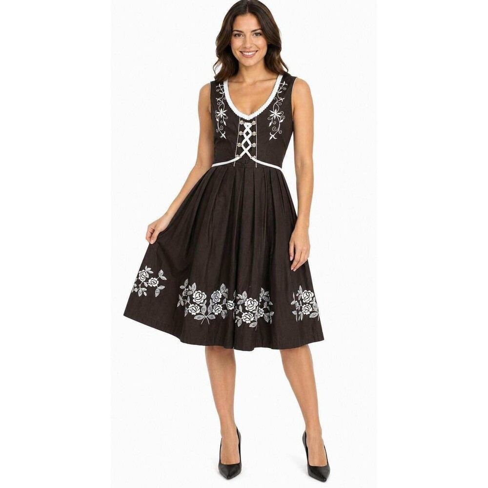 Dirndl.Com Size 38 US 8 Premium Traditional Embroidered Bavarian Corset Dress